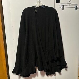 Women's Black Ruffle Hem Knit Shrug